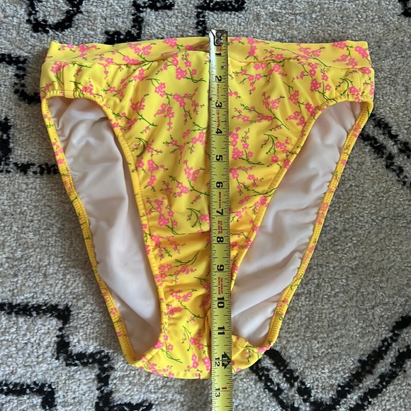 Vintage 1990’s Yellow Pink Floral Bikini Swimsuit Set High Waist Bottoms - Picture 6 of 15